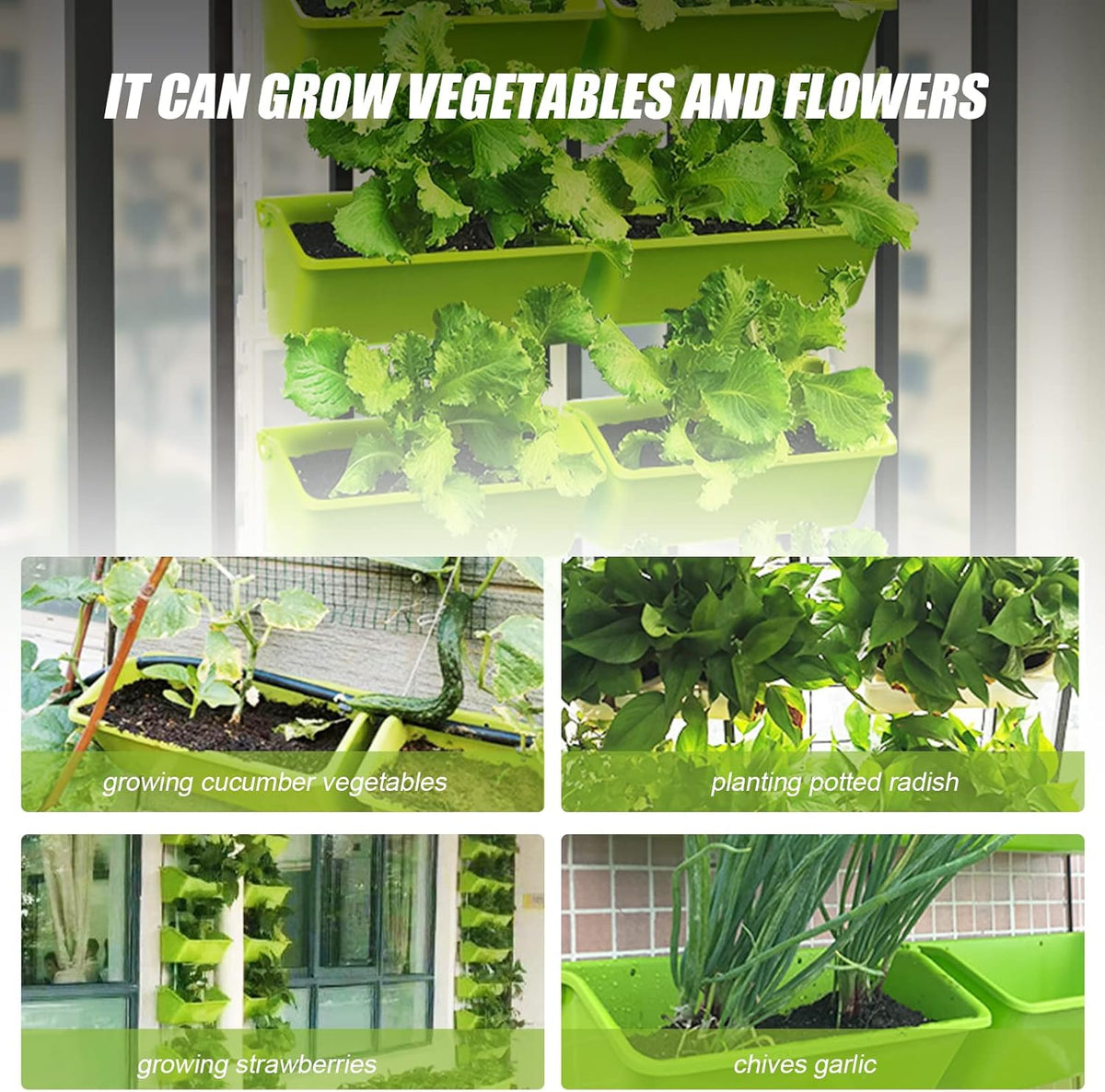 8 Pockets Vertical Planters,Wall Mounted Plastic Plant Grow Pots,Wall Pocket Planters for