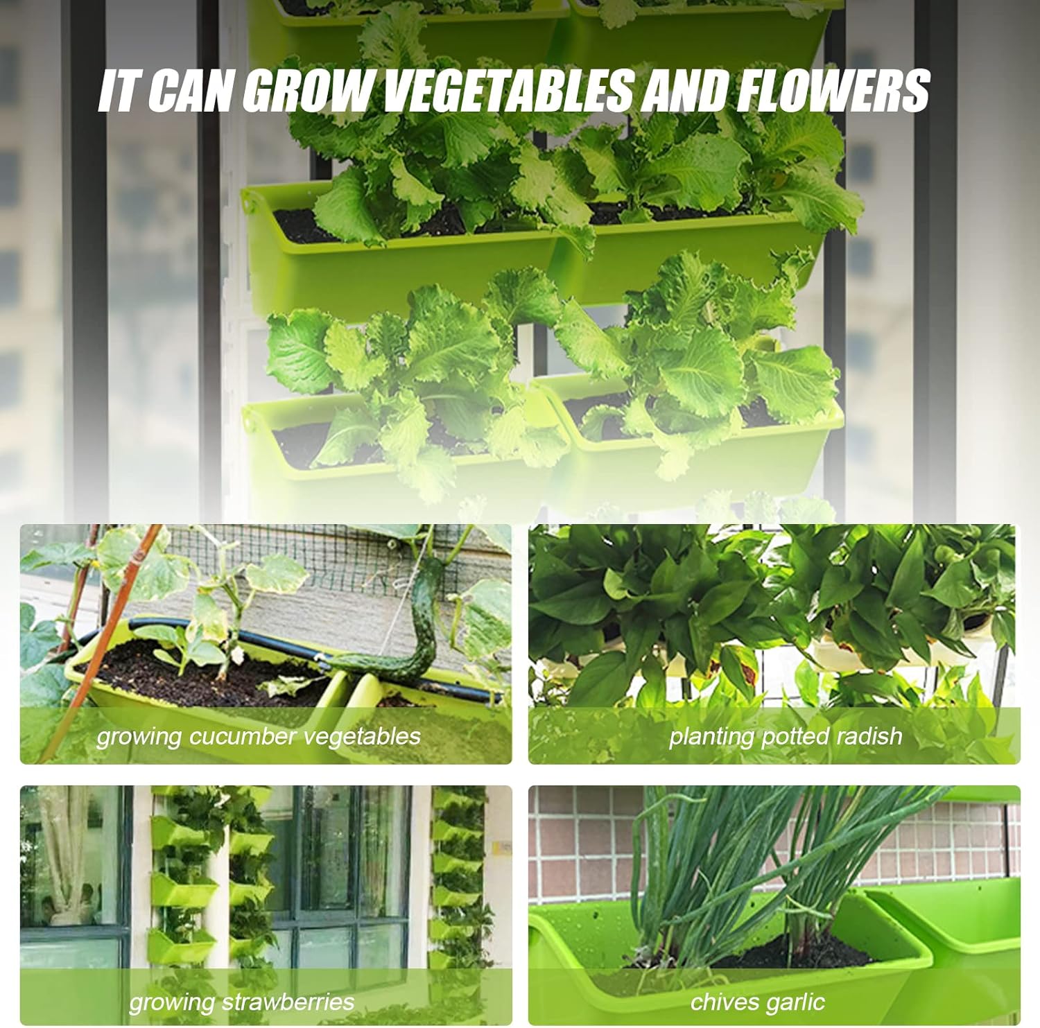 8 Pockets Vertical Planters,Wall Mounted Plastic Plant Grow Pots,Wall Pocket Planters for