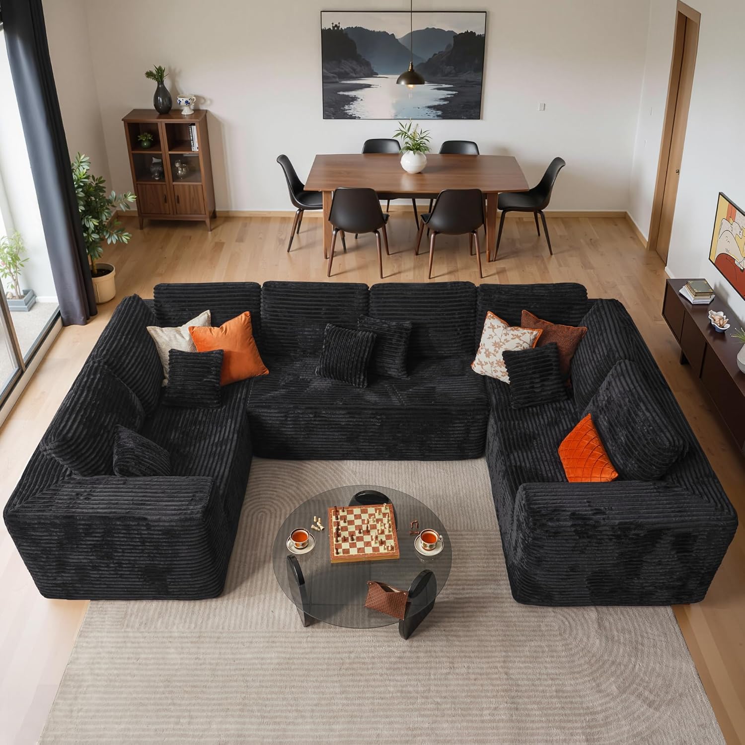 Cloud Sectional Couches for Living Room,U Shaped Modular Sofas No Assembly,135x79 Inches Plush