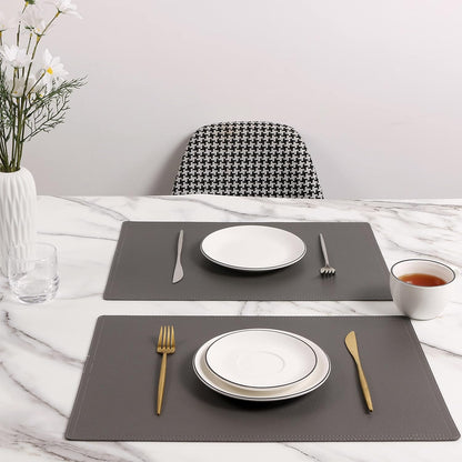 Set of 6 Faux Leather Placemats, PU Table Mats, Waterproof, Stain Resistant, Heat Resistant