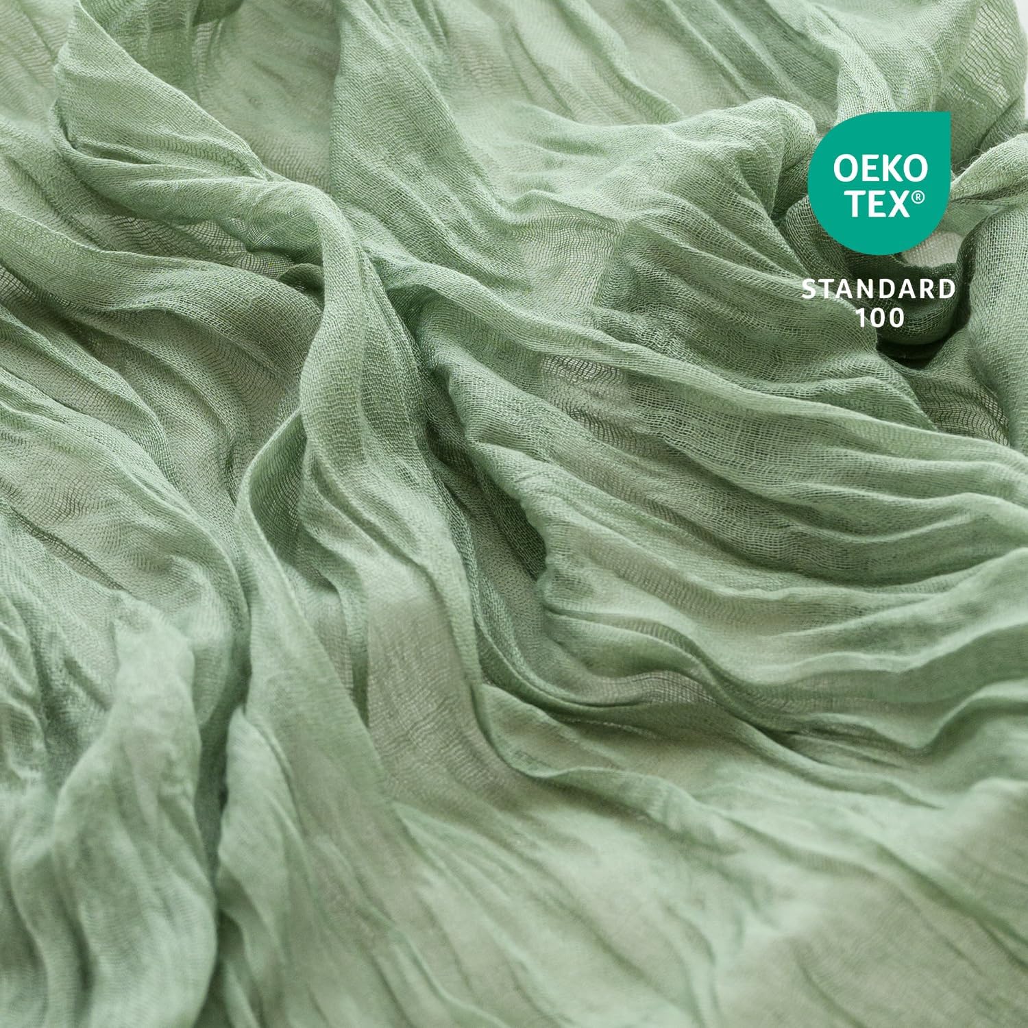 Sioloc 1 Pack Sage Green Cheesecloth Table Runner Fall Autumn Decor for Home 10ft Table Cloth for