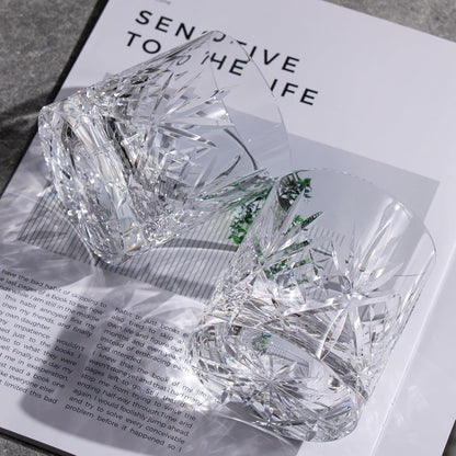 KAMMAK Crystal Whiskey Glasses Set of 2, Handcrafted 7.1oz Old Fashioned Glasses Stemless, Luxury