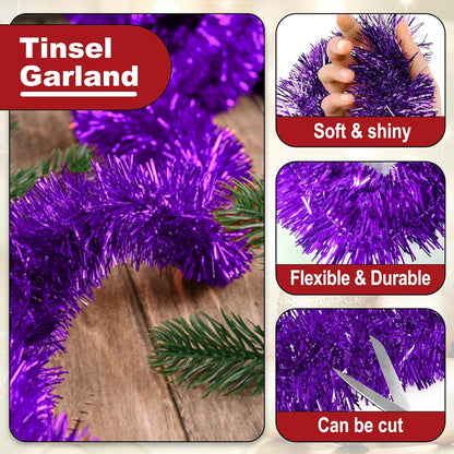 25 Feet Metallic Twist Tinsel Garland Wall Hanging Backdrop for Parade Floats, Christmas Eve, New