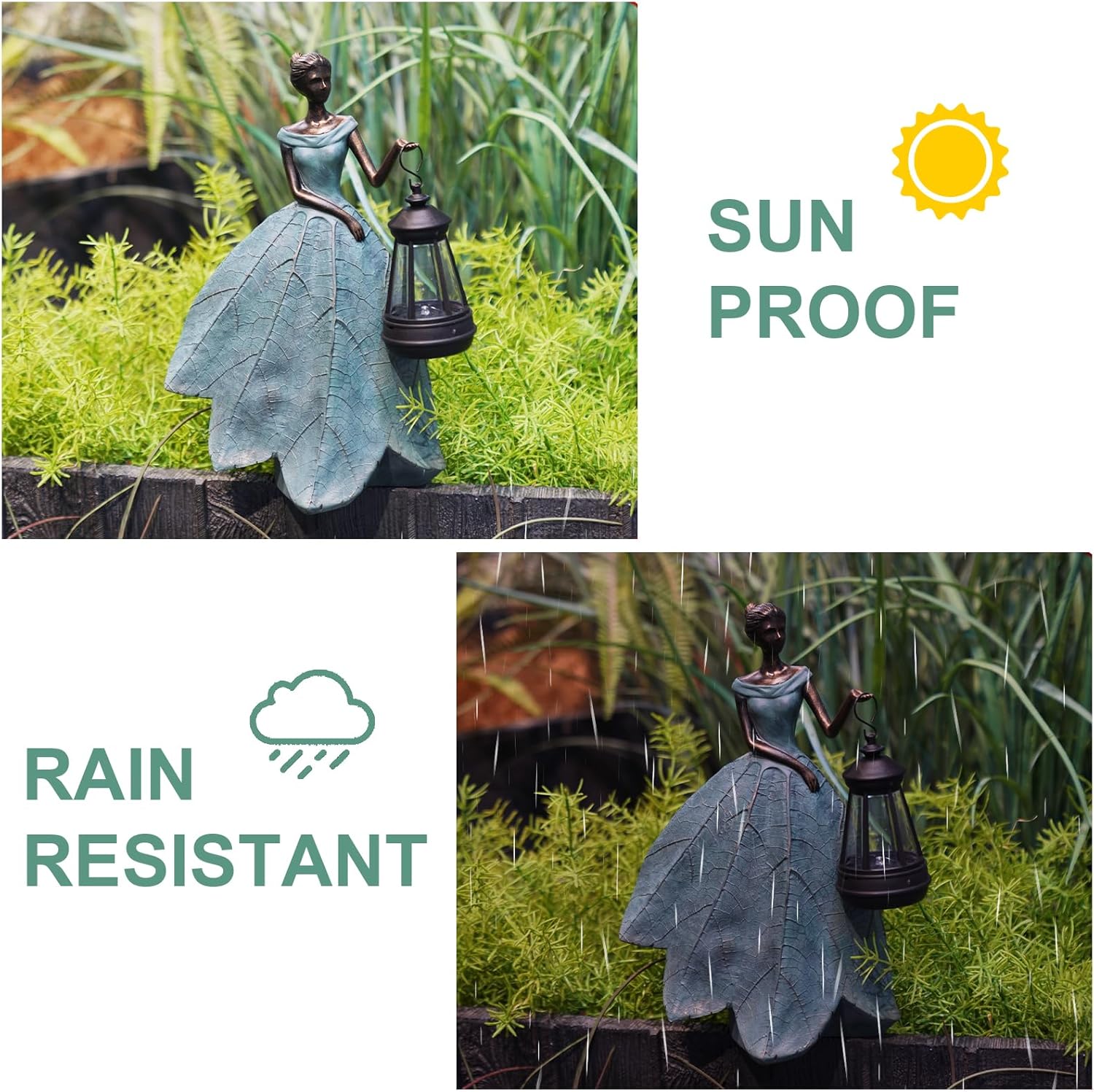 Guichifun Fairy Statues Solar Outdoor Lights - Resin Garden Figurines Decorations for Patio Yard