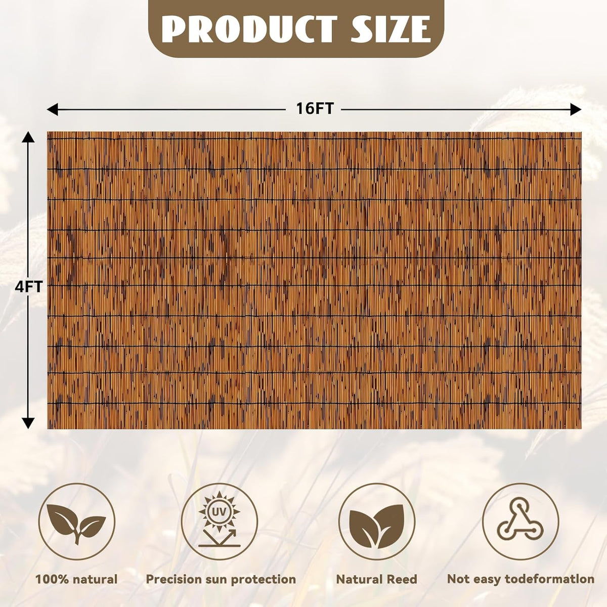 Reed Fencing Rolls, Decorative Bamboo Fencing 4ft High Roll Reed Screen, Bamboo Curtains for