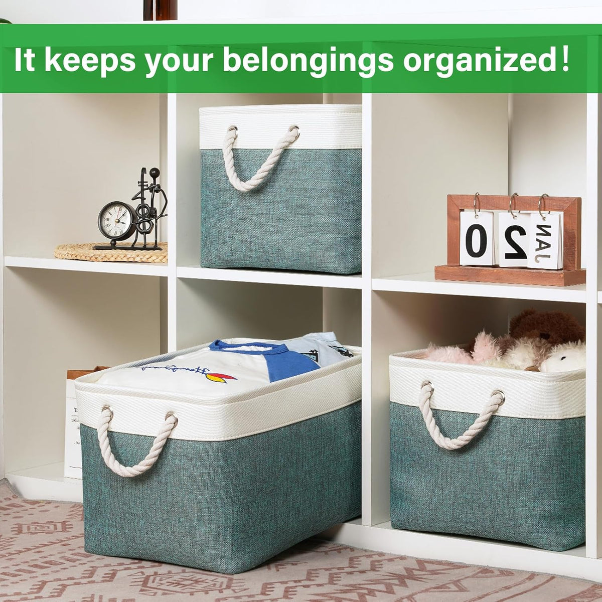 Bidtakay Fabric Storage Baskets for Shelves 3 Pack Large Storage Bins for Organizing Linen