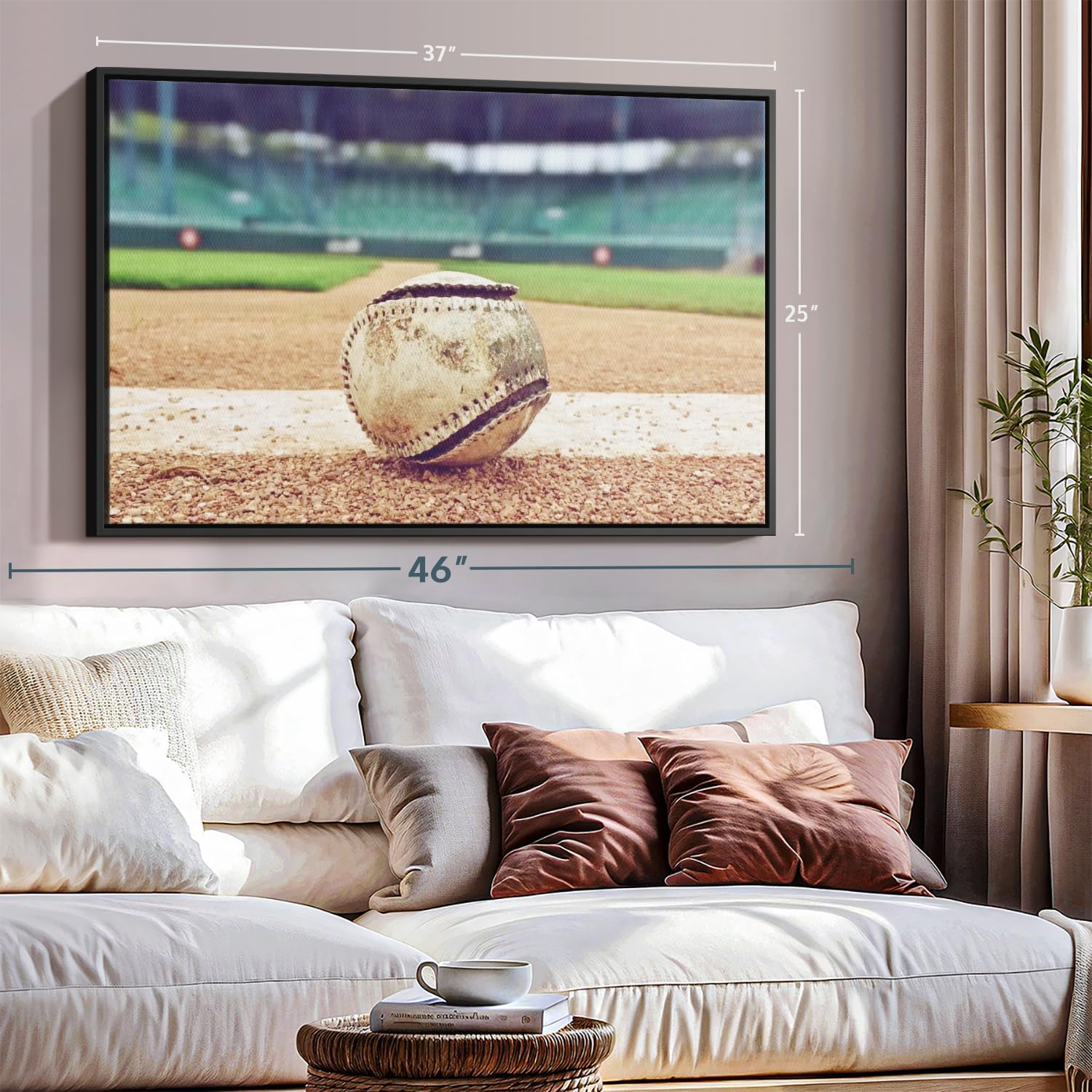 ElephantStock Baseball In Stadium Wall Art - Horizontal Framed Canvas - 1-Piece Living Room Wall