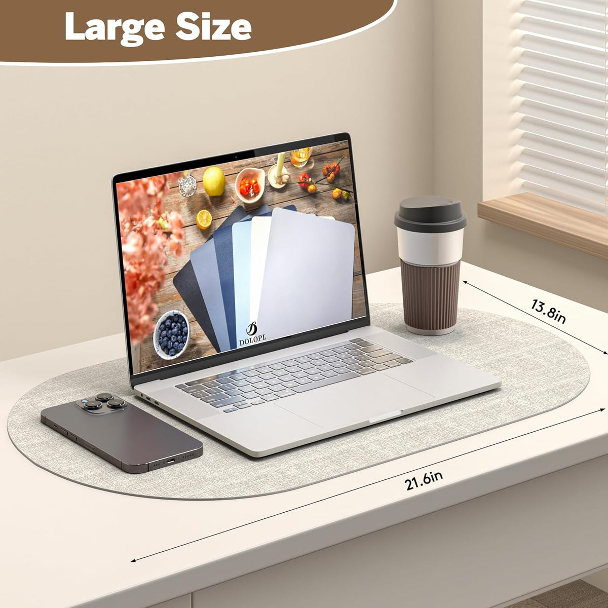 DOLOPL Large Placemats Set of 6, Oval Reversible Wipeable & Non-Slip Place Mats, Modern Faux