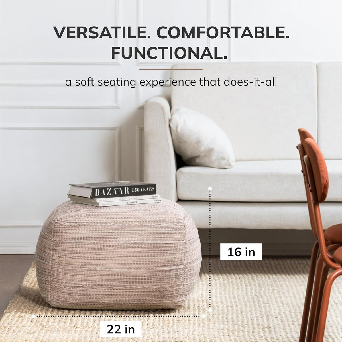 Anji Mountain 22"x22"x16" Handmade & Handcrafted Ottoman Pouf Comfortable Pouf Ottoman Foot Rest &