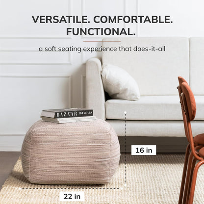 Anji Mountain 22"x22"x16" Handmade & Handcrafted Ottoman Pouf Comfortable Pouf Ottoman Foot Rest &