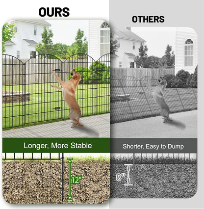 Metal Garden Fence with Gate 48in (H) x 20.3ft (L), 1 Gate+ 7 Panels Dog Fences Border Fence Animal