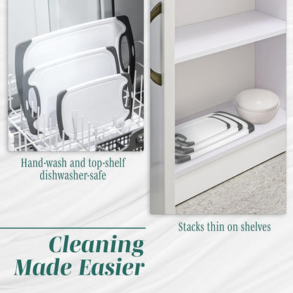 Cutting Boards for Kitchen - BPA-Free Chopping Board - Different Sizes & Non Slip Handles