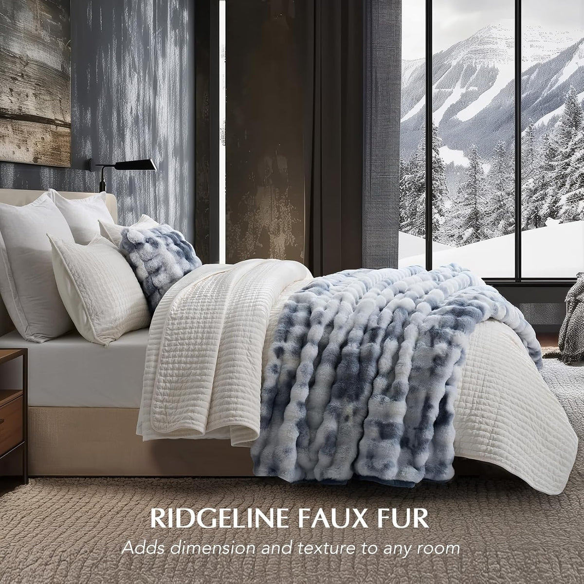 EVERGRACE Ultra Soft Luxury Fluffy Ridgeline Faux Rabbit Fur Throw Blanket, Thick Warm Bubble Throw