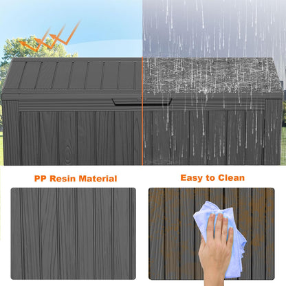75 Gallon Resin Deck Box, Lockable Patio Outdoor Storage Box for Furniture, Garden Tools and Tools