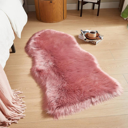 AMTOVO Faux Fur Rug, Blush Pink Area Rug, Fluffy Sheepskin Rug, Fuzzy Ultra Soft 2 x 4 ft Shag Rugs