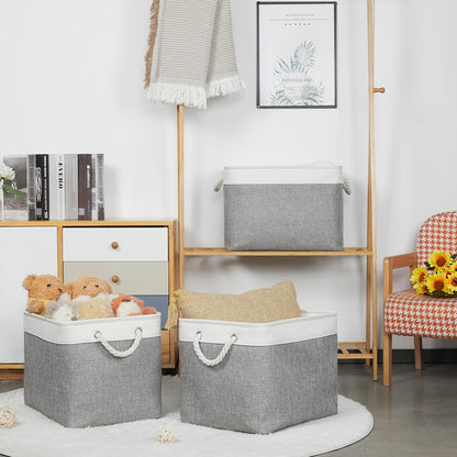 Bidtakay Large Storage Baskets for Organizing 3-Pack Fabric Closet Organizers Storage Bins with
