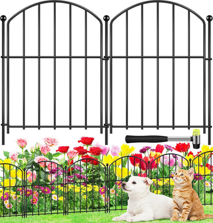 Decorative Garden Fence 17in (H) x50ft (L), Arched Rustproof Metal No Dig Fence for Dogs & Rabbit