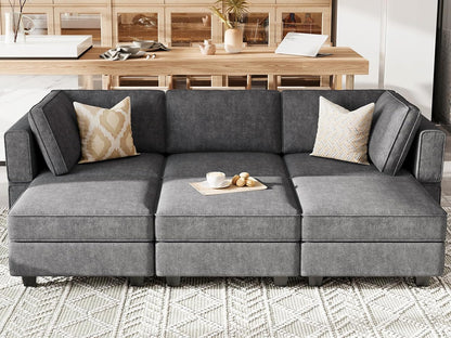 Belffin Terry Fabric Modular Sectional Sleeper Sofa Bed with Storage Convertible Sectional Couches