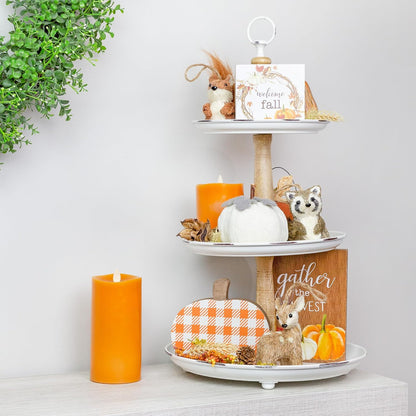AuldHome Design Woodland Friends Figurines (Set of 3, Deer/Raccoon/Squirrel); Forest Animals Decor