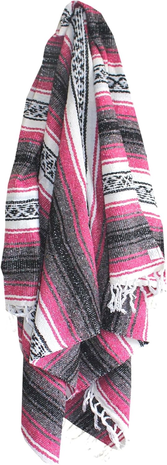 Del Mex Classic Mexican Blanket, Large Authentic Woven Falsa Throw (70"x50"), Artisan Southwest