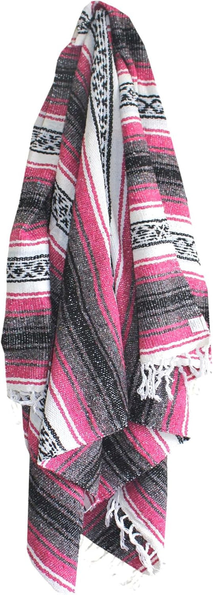 Del Mex Classic Mexican Blanket, Large Authentic Woven Falsa Throw (70"x50"), Artisan Southwest