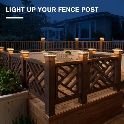 VOLISUN Solar Post Cap Light Outdoor 16pack,Solar Deck Fence - Post Lights Waterproof for 4x4