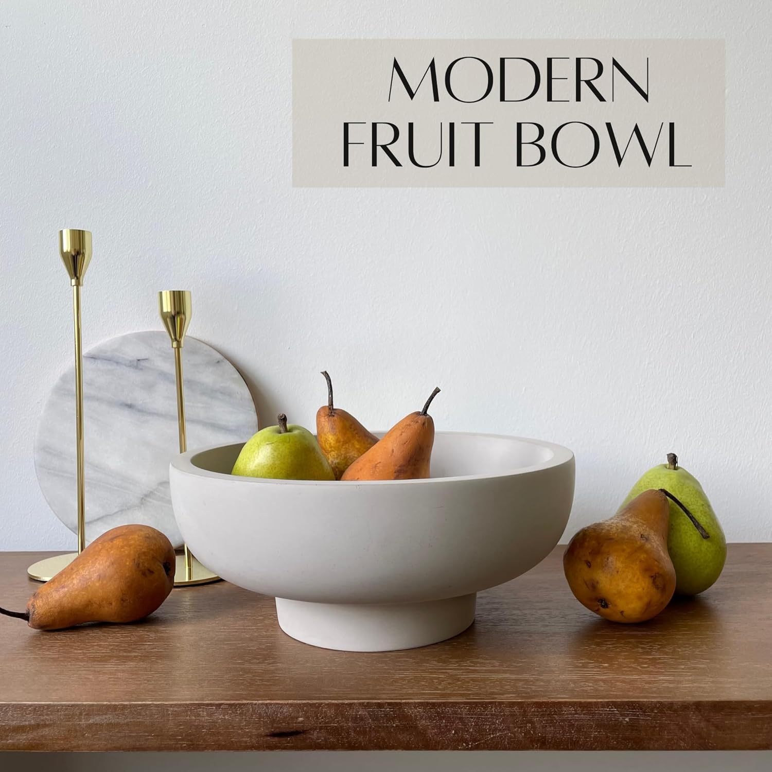 OAKOA Concrete Fruit Bowl for Kitchen Counter - Large Decorative Bowls for Home Decor - Modern Key