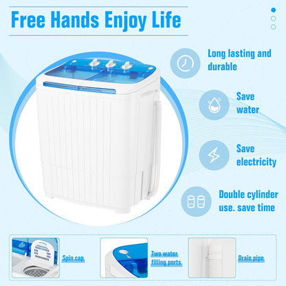 Pataku Portable Washing Machine, Compact Twin Tub Mini Washing Machine, 17.6 LBS Washer and Dryer