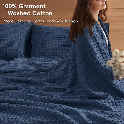 PHF 100% Cotton Waffle Blanket Oversized King 120"x120", Lightweight Breathable Extra Large 10'x10'