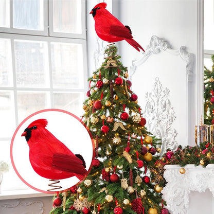 Retisee 11.8'' Cardinal Christmas Tree Topper Red Cardinal Christmas Tree Decoration Red Bird