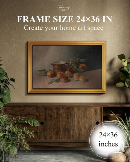 HUARCEY Gold Framed Vintage Wall Art for Living Room Harvest Apples Still Life Oil Painting Large