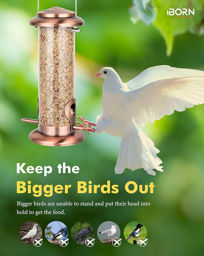 iBorn Metal Bird Feeder Hanging Wild Bird Feeders for Mix Seed Blends Heavy Duty All Metal