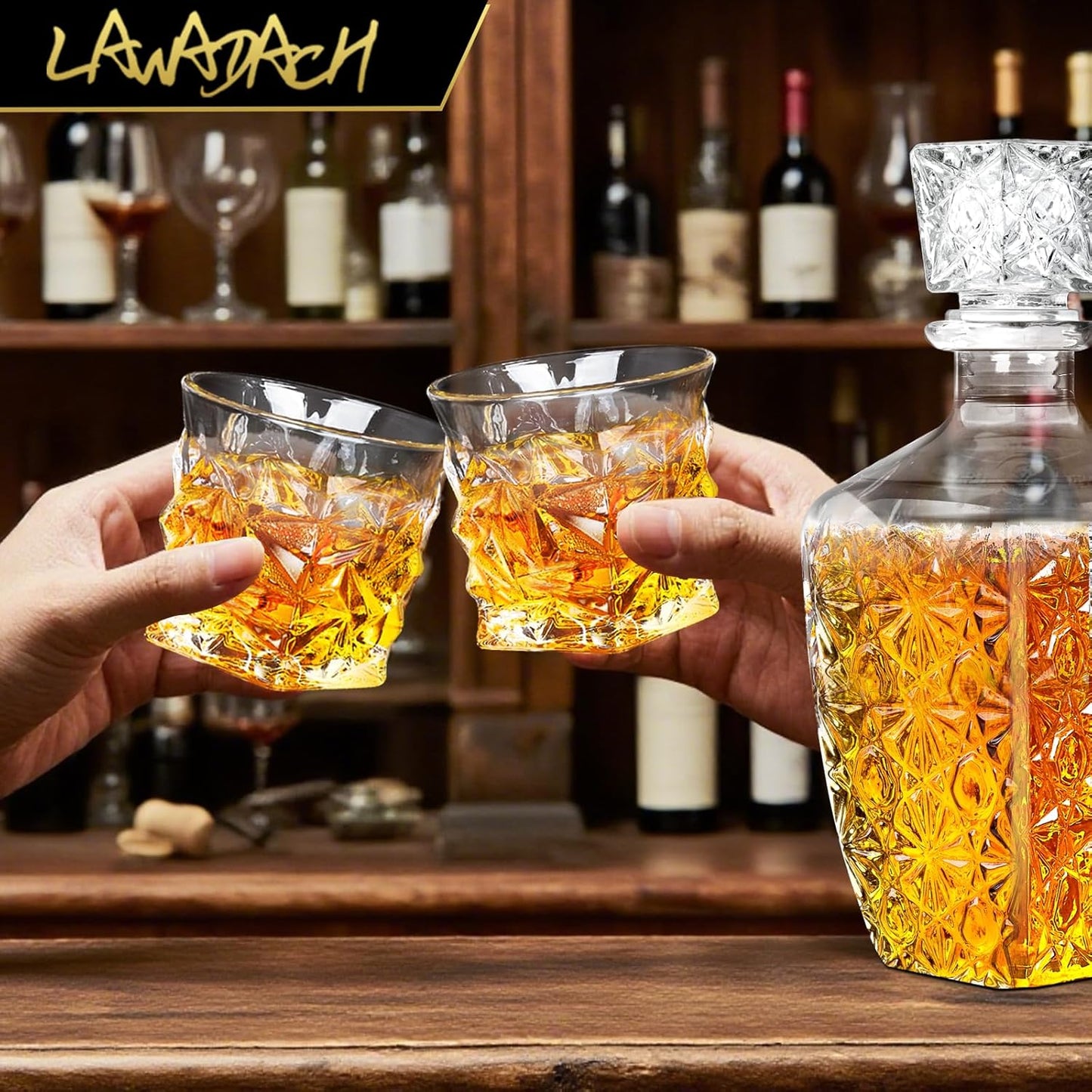 Whiskey Decanter Set,Liquor Decanter Set with 2 Glasses,Decanter set for Men,Decanter for