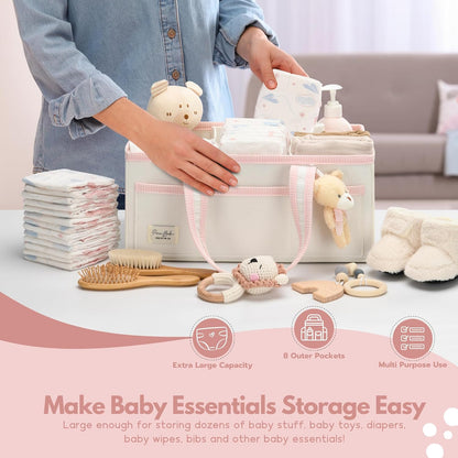 PeraBella Diaper Caddy Organizer with Handle, Baby Shower Gifts Basket Bag, Registry Search Must