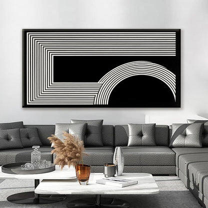 Large Abstract Wall Art Black And White Wall Art Geometric Line Wall Print Painting Artwork Canvas