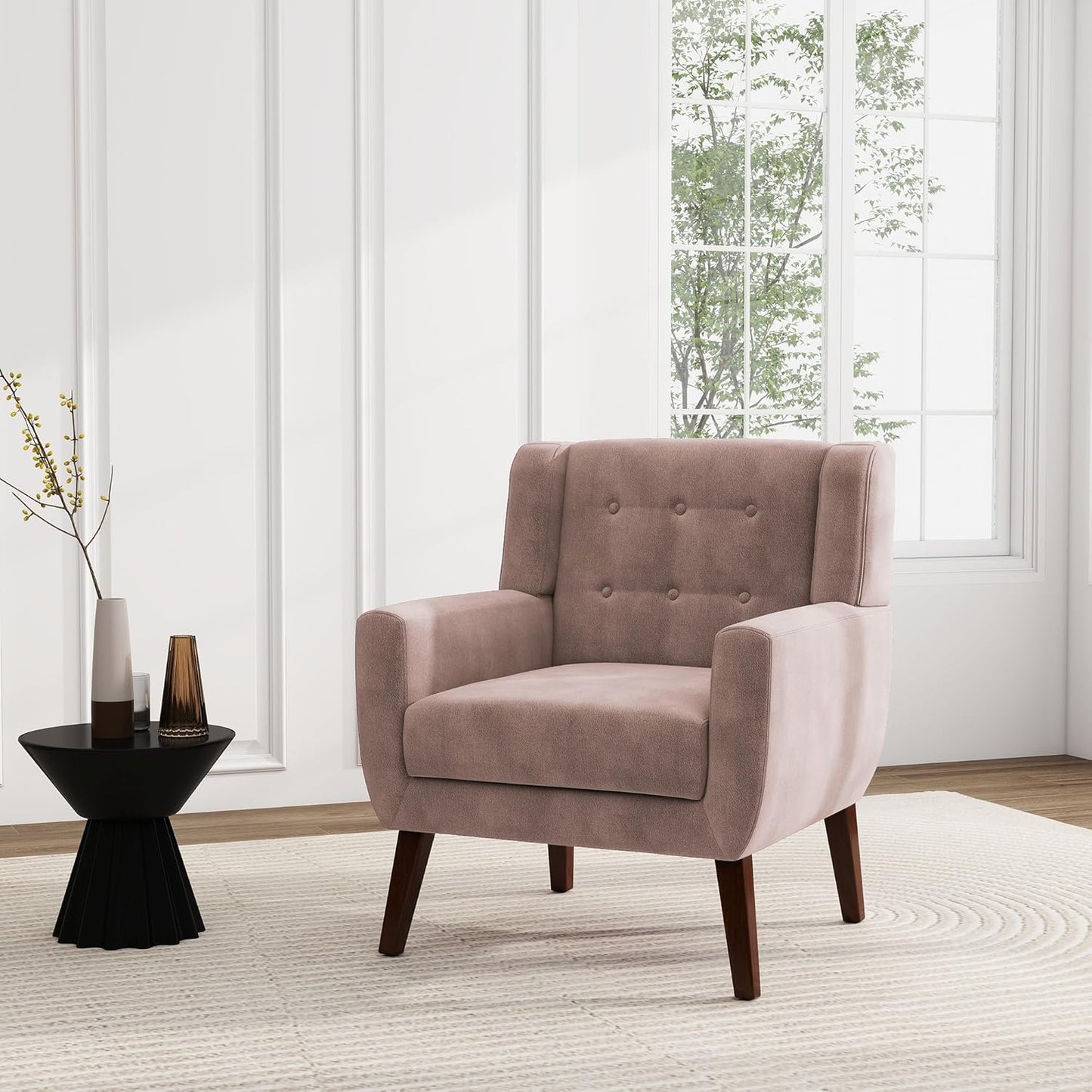 UIXE Accent Chair, Velvet Upholstered Armchair for Living Room, Modern Club Arm Chairs Comfy Single