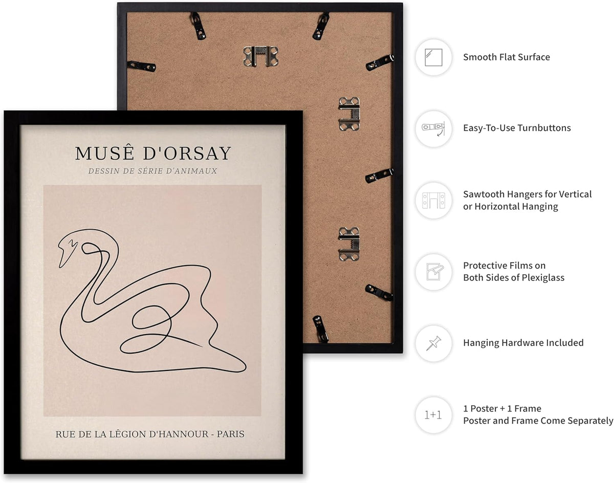 Poster Master Vintage Poster - Retro One Line Swan Drawing Print - Swan Art - Bird Art - Minimal