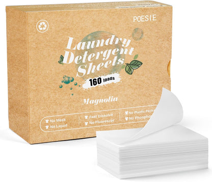 Poesie Laundry Detergent Sheets Magnolia Scent 160 Sheets 80 Large Loads Liquidless Effective