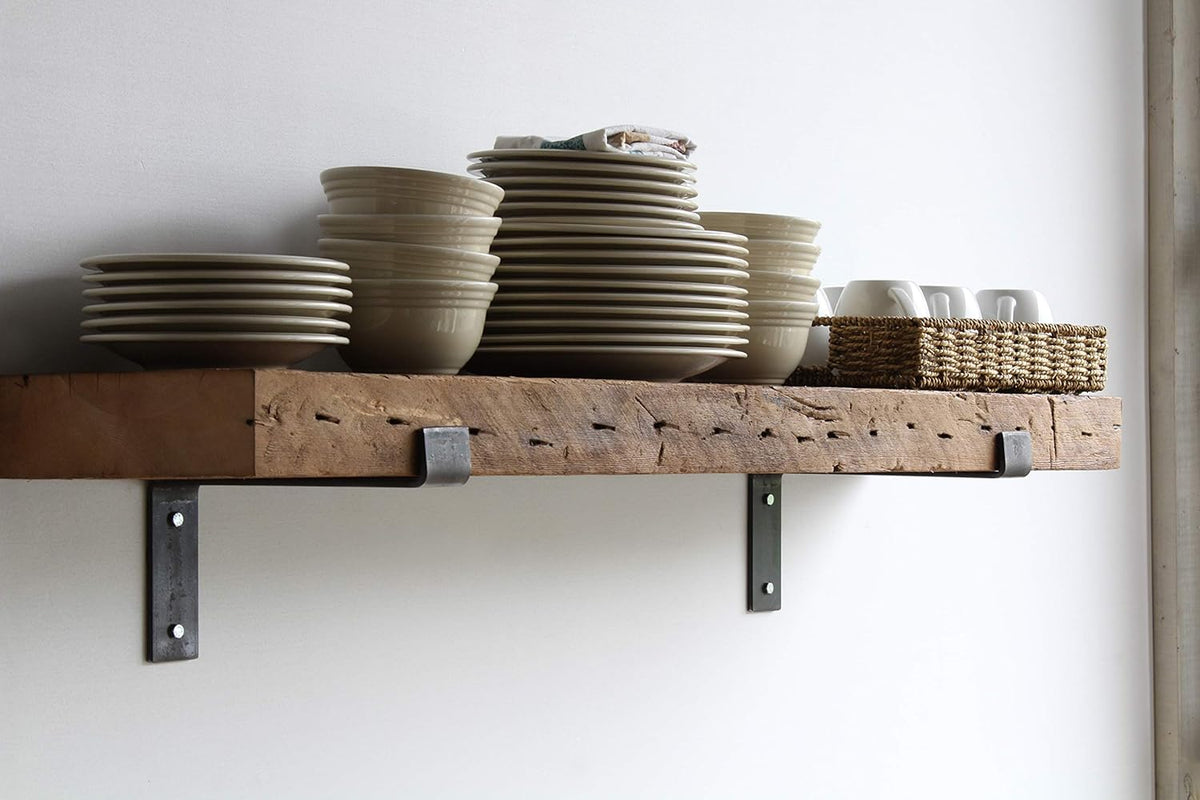 Urban Legacy Reclaimed Barn Beam Deep Shelves | Deep Shelves with Brackets Included, Set of 2 |