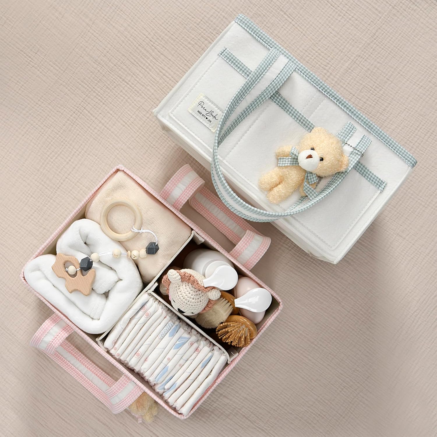 PeraBella Diaper Caddy Organizer with Handle, Baby Shower Gifts Basket Bag, Registry Search Must