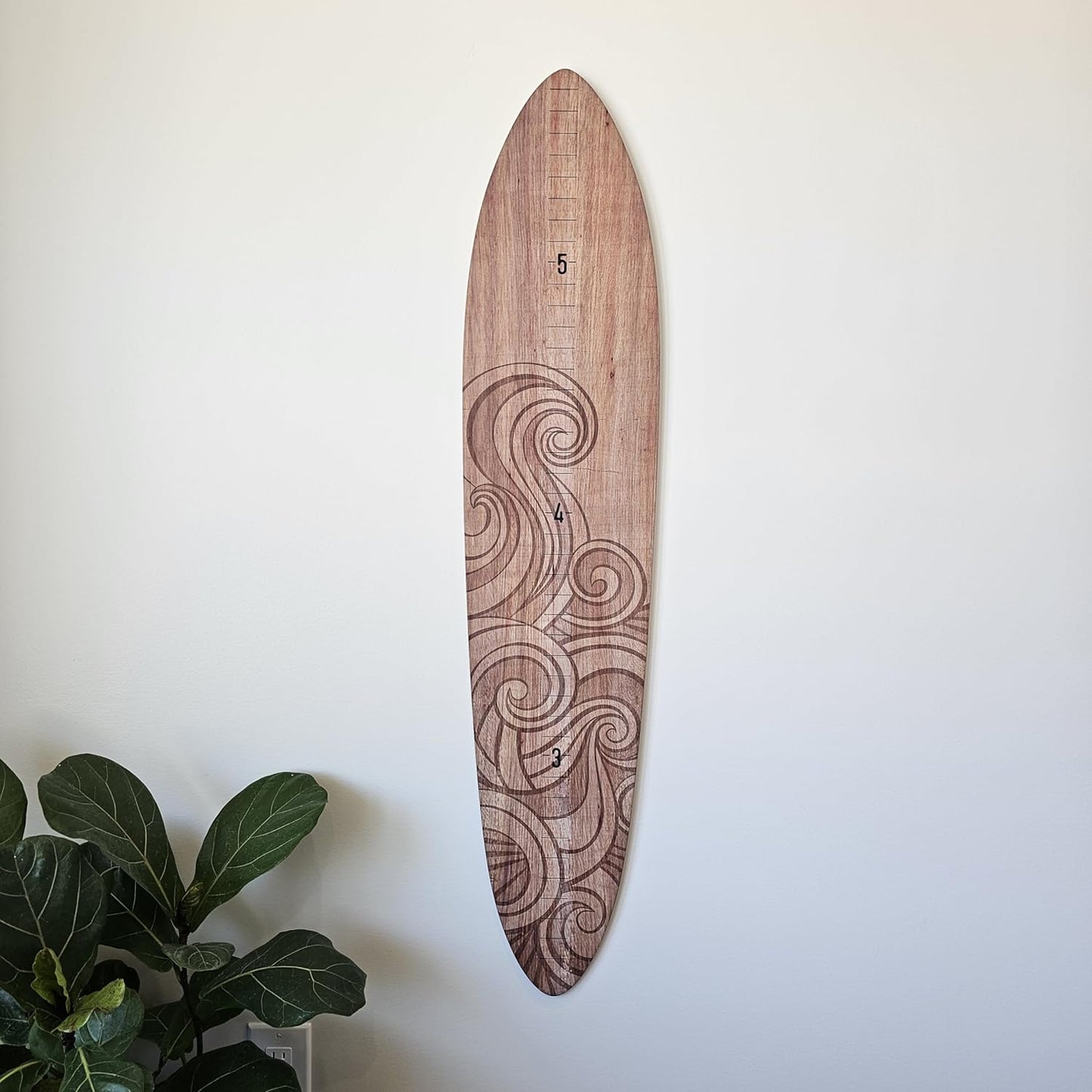 Wooden Surfboard Wall Decor Growth Chart - Surfboard Art Decor for Kids Room, Wood Surfboard Kids