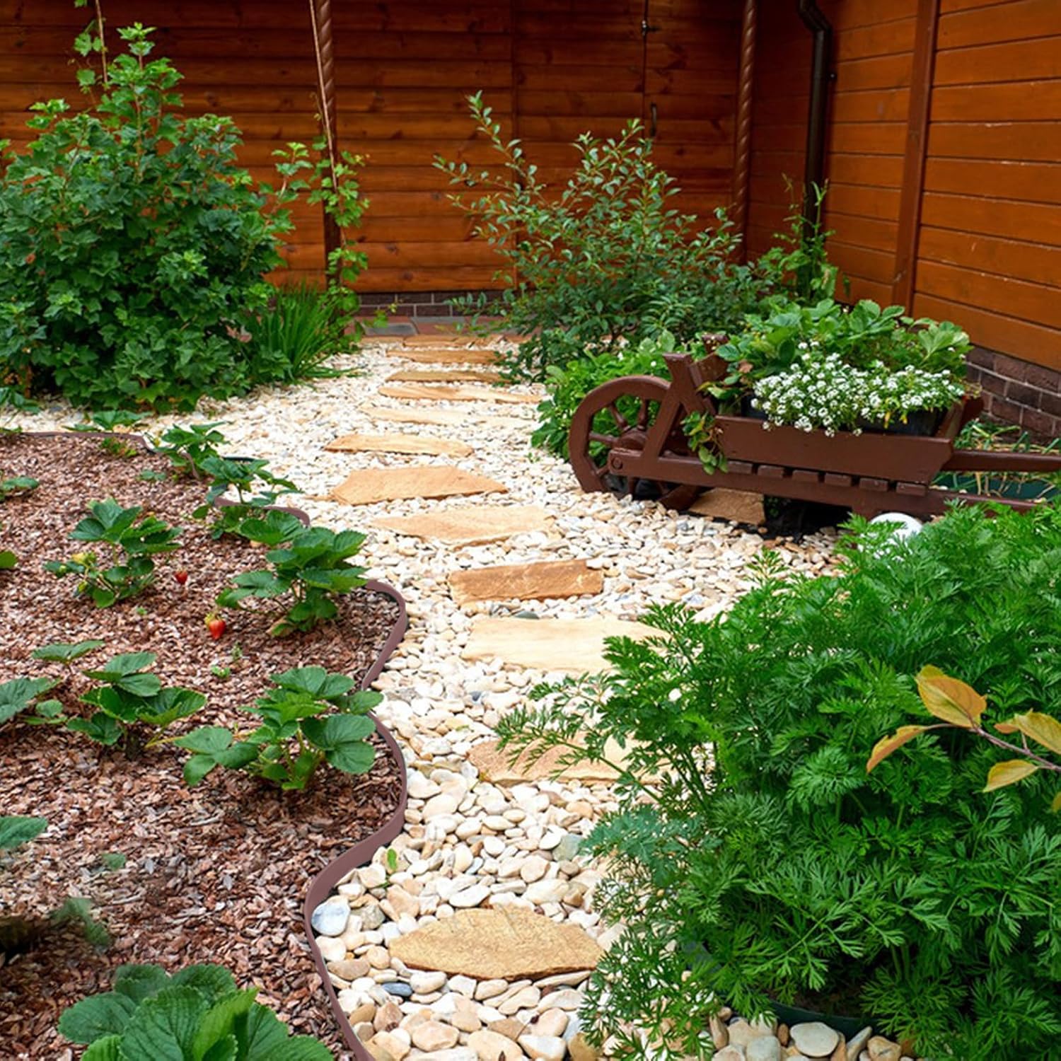 Garden Edging 33FT, 4IN High Landscape Edging Border Plastic Lawn Edging Roll with 30 Spikes for