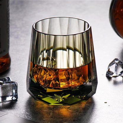 KAMMAK Crystal Whiskey Glasses Set of 2, Handcrafted 6.76oz Old Fashioned Glasses Stemless, Luxury