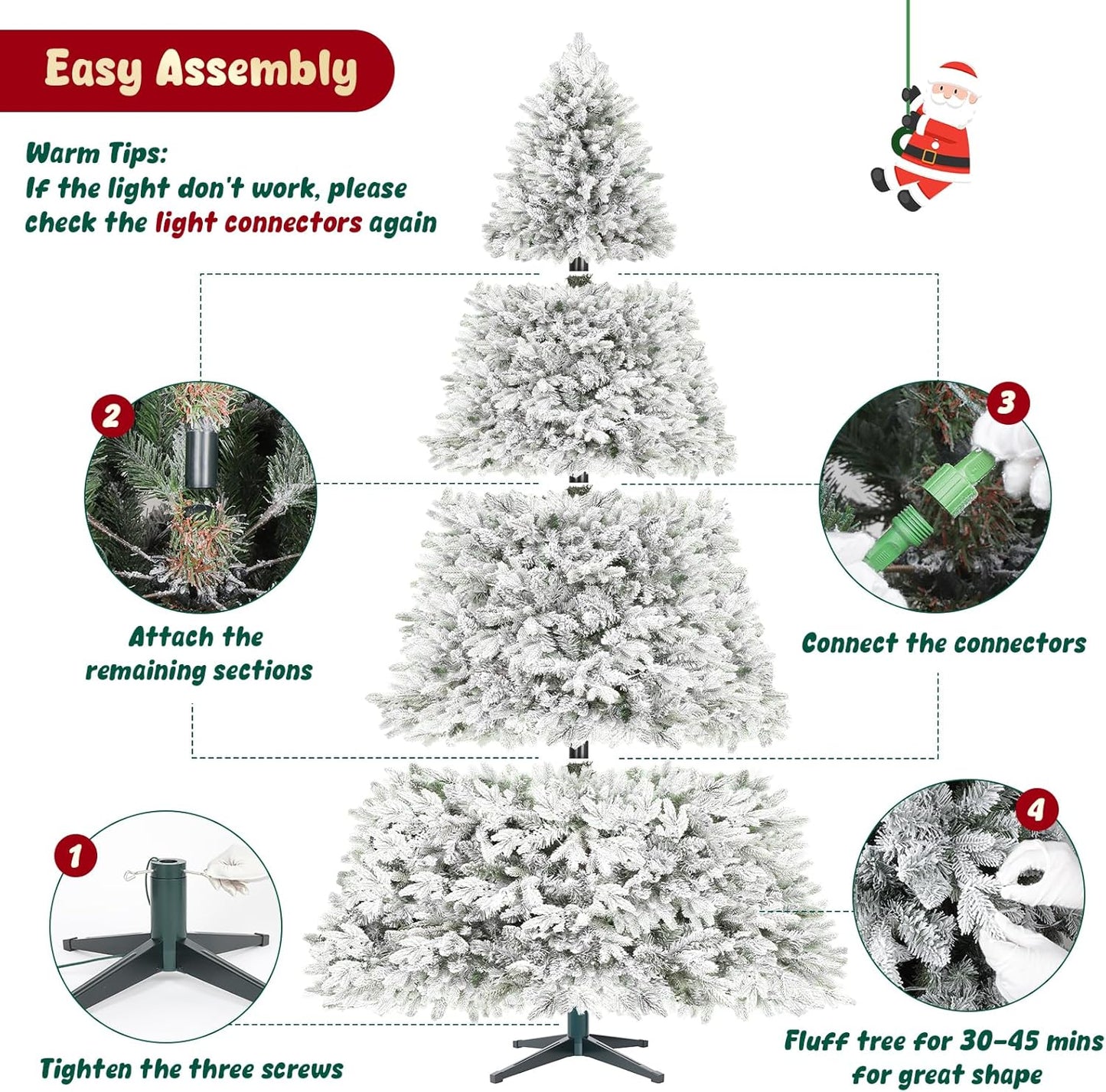 9FT Rotating Christmas Tree with Remote, Pre-Lit Artificial Green PE & PVC Xmas Tree, Multicolor