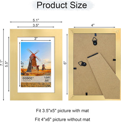 4x6 Picture Frame Set of 4, 4 x 6 Wood Photo Frames with Mat for 3.5x5, Wooden Frame with Real