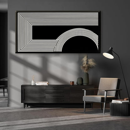 Large Abstract Wall Art Black And White Wall Art Geometric Line Wall Print Painting Artwork Canvas