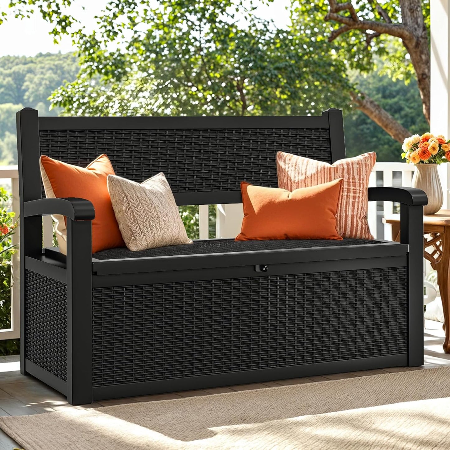 YITAHOME 70 Gallon Deck Bench with Storage, Outdoor Storage Box Bench with Armrests for Patio