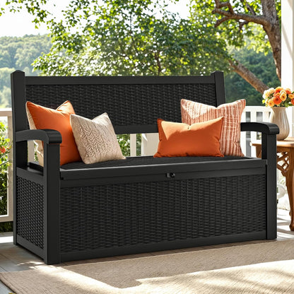YITAHOME 70 Gallon Deck Bench with Storage, Outdoor Storage Box Bench with Armrests for Patio