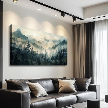 KELIYUAN Mountain View Canvas Wall Painting For Living Room Natural Landscape Painting Misty Forest