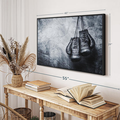 ElephantStock Boxing Gloves Wall Art - Horizontal Framed Canvas - 1-Piece Living Room Wall Decor